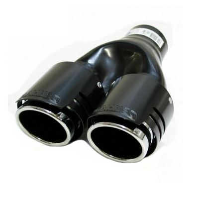 Ponteira dupla preta para escape de carro em metal com gravação APEXI RES