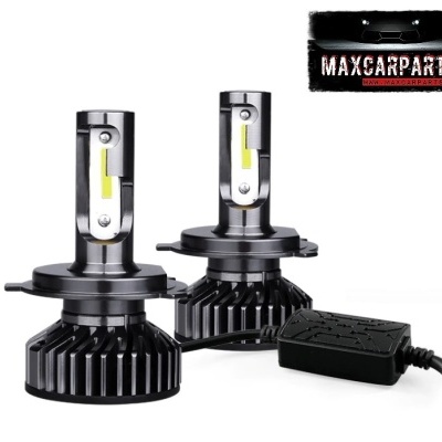 Par lâmpadas LED faróis automóvel metal preto com dissipador e controlador energia