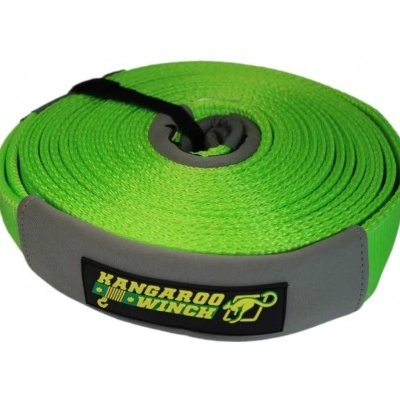 Cinta verde enrolada com etiqueta KANGAROO WINCH