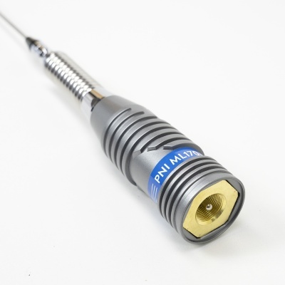 Antena metálica com conector dourado e etiqueta azul PNI NL17S