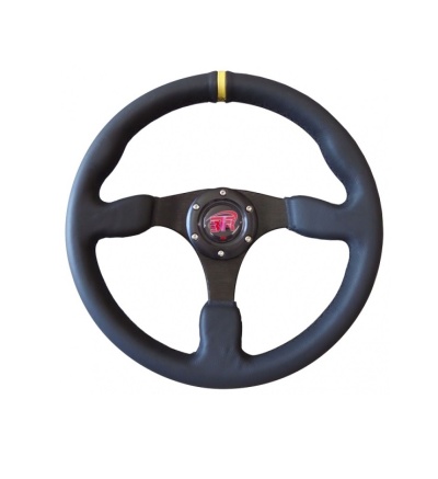 Volante BTR 350MM Pele Preto/Amarelo