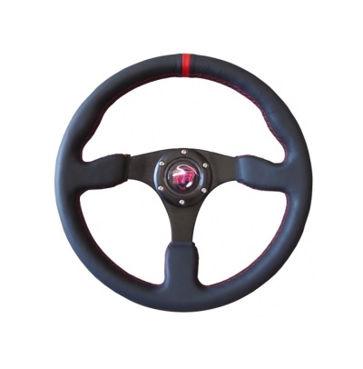 Volante BTR 350MM Pele Preto/Vermelho