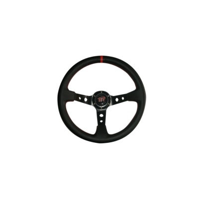 Volante BTR 350MM Pele Preto/Vermelho