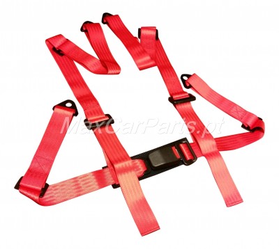 Cinto de Segurança de 4 Pontos Vermelho