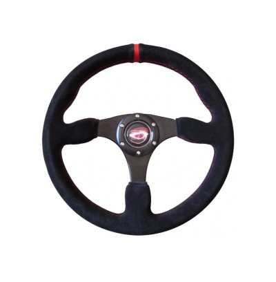 Volante BTR 350MM Alcântara Preto/Vermelho