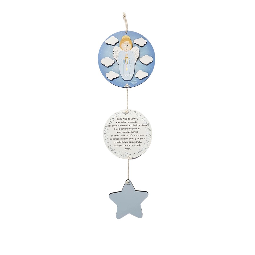 PLACA DECORATIVA ANJO AZUL