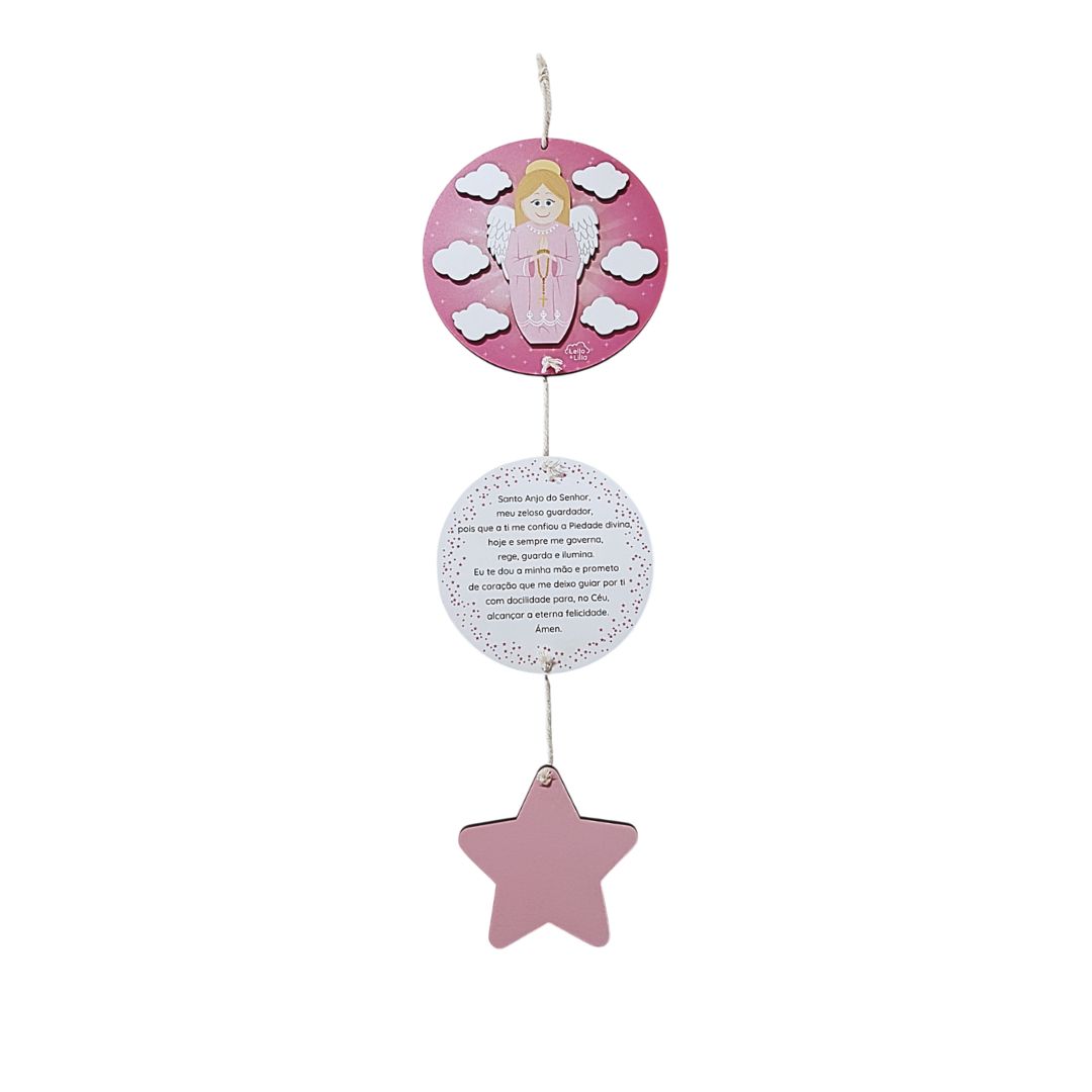 PLACA DECORATIVA ANJO ROSA