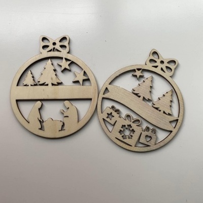 Bolas de Natal madeira