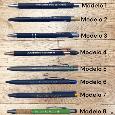 caneta em alumínio (vários modelos e  cores disponíveis)