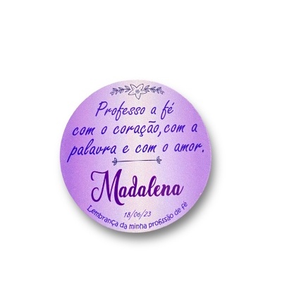 Magnético em MDF redondo com opção de bolsa de organza