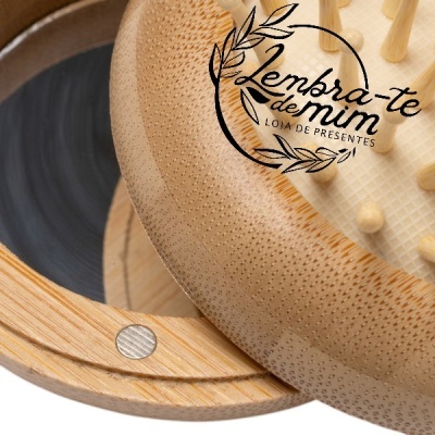 Escova de cabelo dobrável bambu