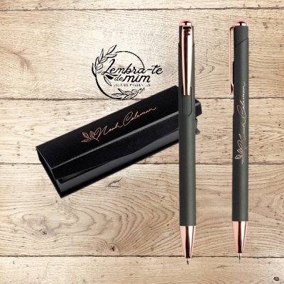 Conjunto esferográfica e lapiseira alumínio