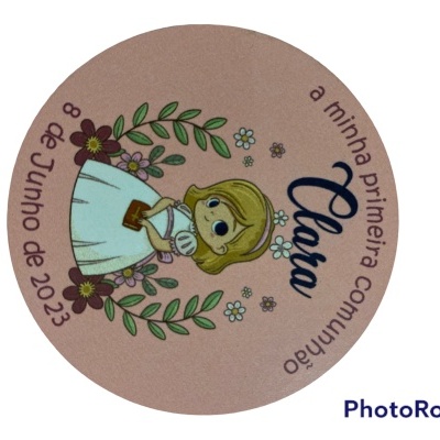 Magnético em MDF redondo com opção de bolsa de organza