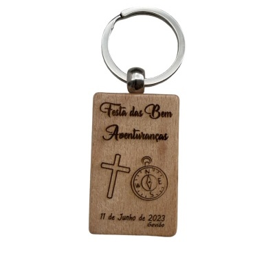 Porta-chaves retangular em madeira e metal