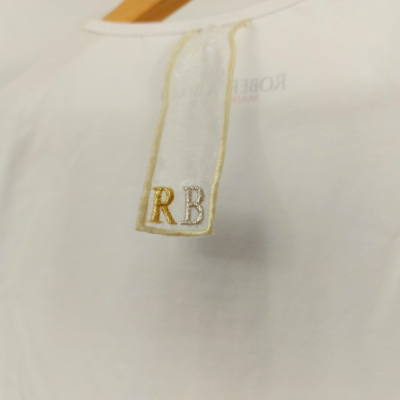 Roberta Biagi mulher Tshirt branca bordada