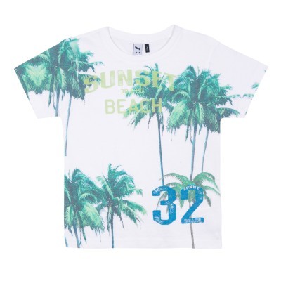 T-shirt branca com estampa de palmeiras 3Pommes