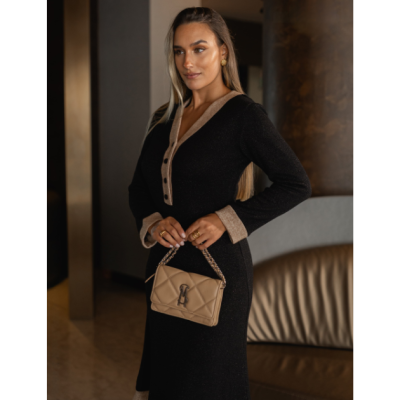 Vestido mulher em malha preto com dourado Miss You