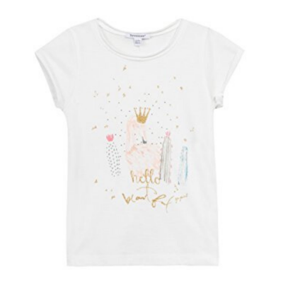 T-shirt branca com estampa frontal 3Pommes