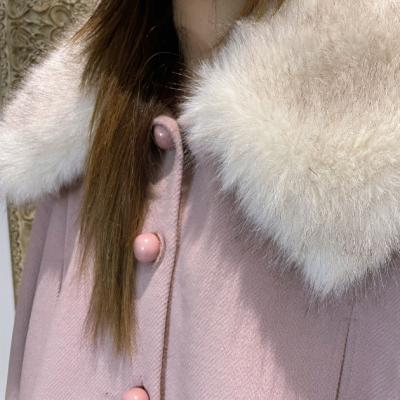 Capa de fazenda feminina rosa com gola de pêlo Miss You 