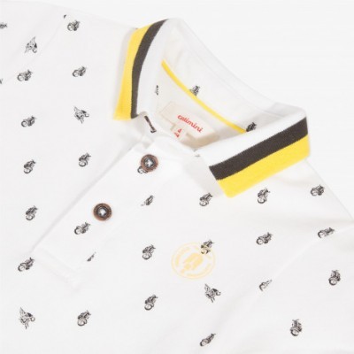 Polo branco com detalhes amarelos Catimini