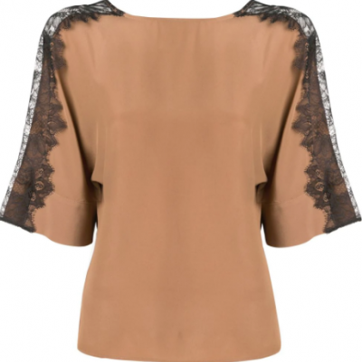 Blusa camel com renda Liu Jo