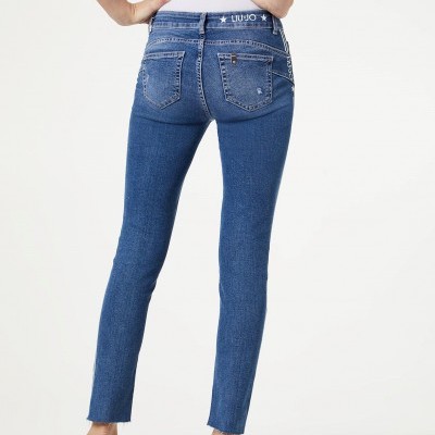 Calça de ganga clara com logótipo Liu Jo