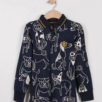 Polo manga comprida estampa de cães Catimini