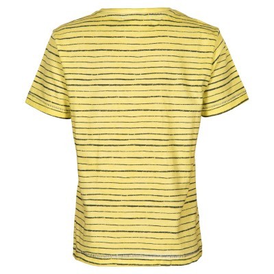 T-shirt amarela com riscas pretas vistas de costas