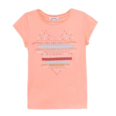 T-shirt laranja com estampa frontal 3Pommes