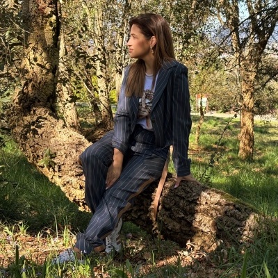 Blazer curto feminino listrado Miss You