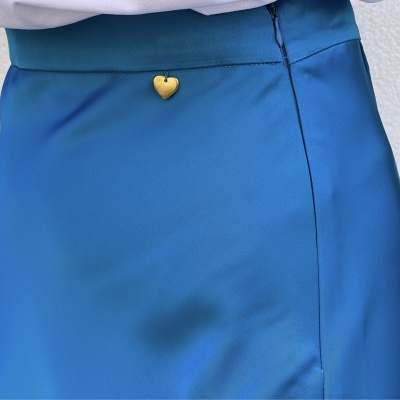 Saia mulher cetim azul Miss You 