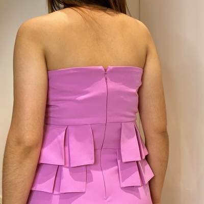 Macacão rosa com folho Miss You