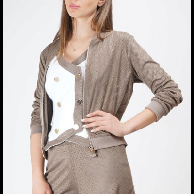 Casaco Bomber feminino camel Roberta Biagi