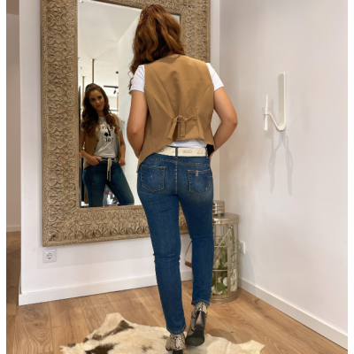 Calça de ganga feminina com cinto Liu Jo