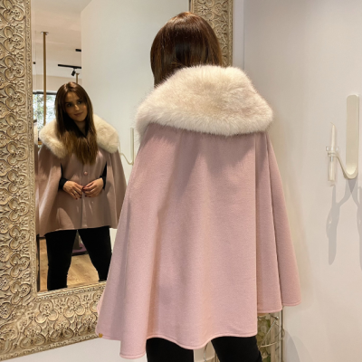 Capa de fazenda feminina rosa com gola de pêlo Miss You 