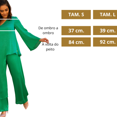 Conjunto túnica e calça feminina verde Miss You