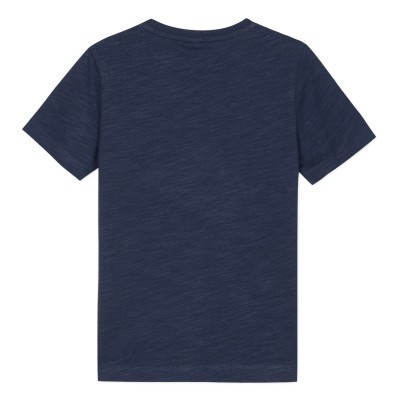 Camiseta azul escuro para criança, vista traseira