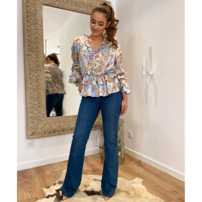 Calça de ganga feminina boca de sino Miss You