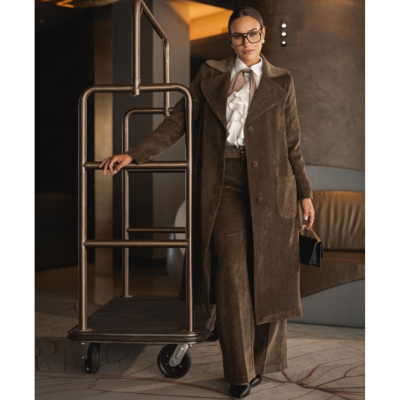 Casaco Comprido Castanho Aveludado Miss You