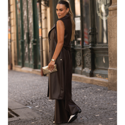 Colete Pele Sintética Castanho Miss You