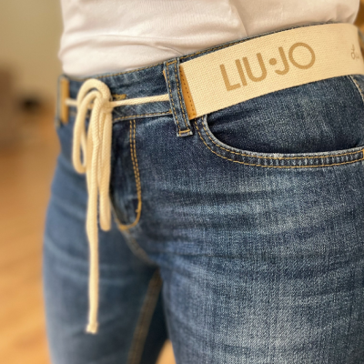 Calça de ganga feminina com cinto Liu Jo