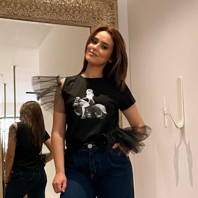 T-shirt preta com tule Miss You 