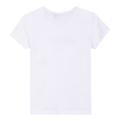 T-shirt branca lisa de manga curta com gola redonda