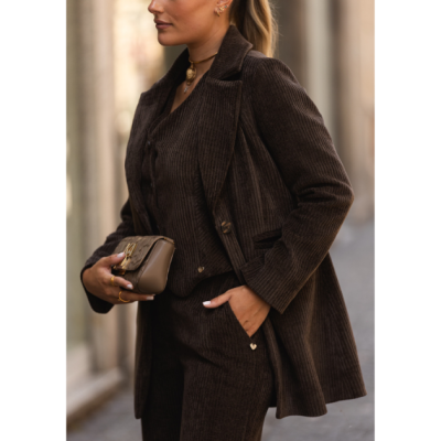 Blazer Feminino em Bombazine Castanho Miss You