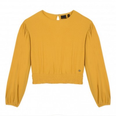 Blusa crop amarelo mostarda Beckaro