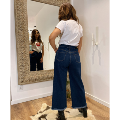 Calça de ganga pantalona mulher Miss You