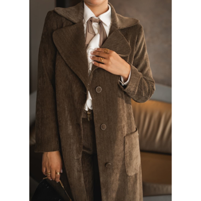 Casaco Comprido Castanho Aveludado Miss You