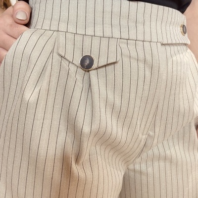 Calça bege riscas Miss You 