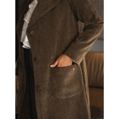 Casaco Comprido Castanho Aveludado Miss You