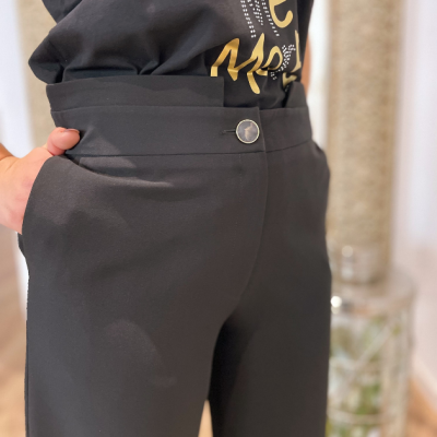 Calça larga clássica preta Miss You 